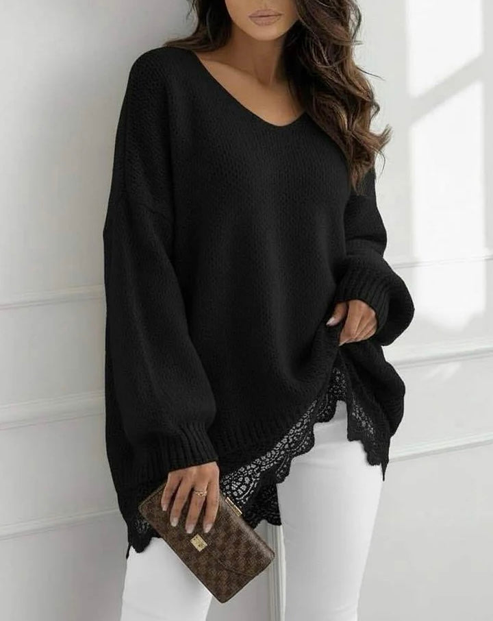 Joanne - Lace Hem Oversized Knit Jumper