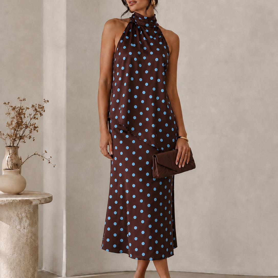 Connie-Polka Dot Bias Midi Skirt