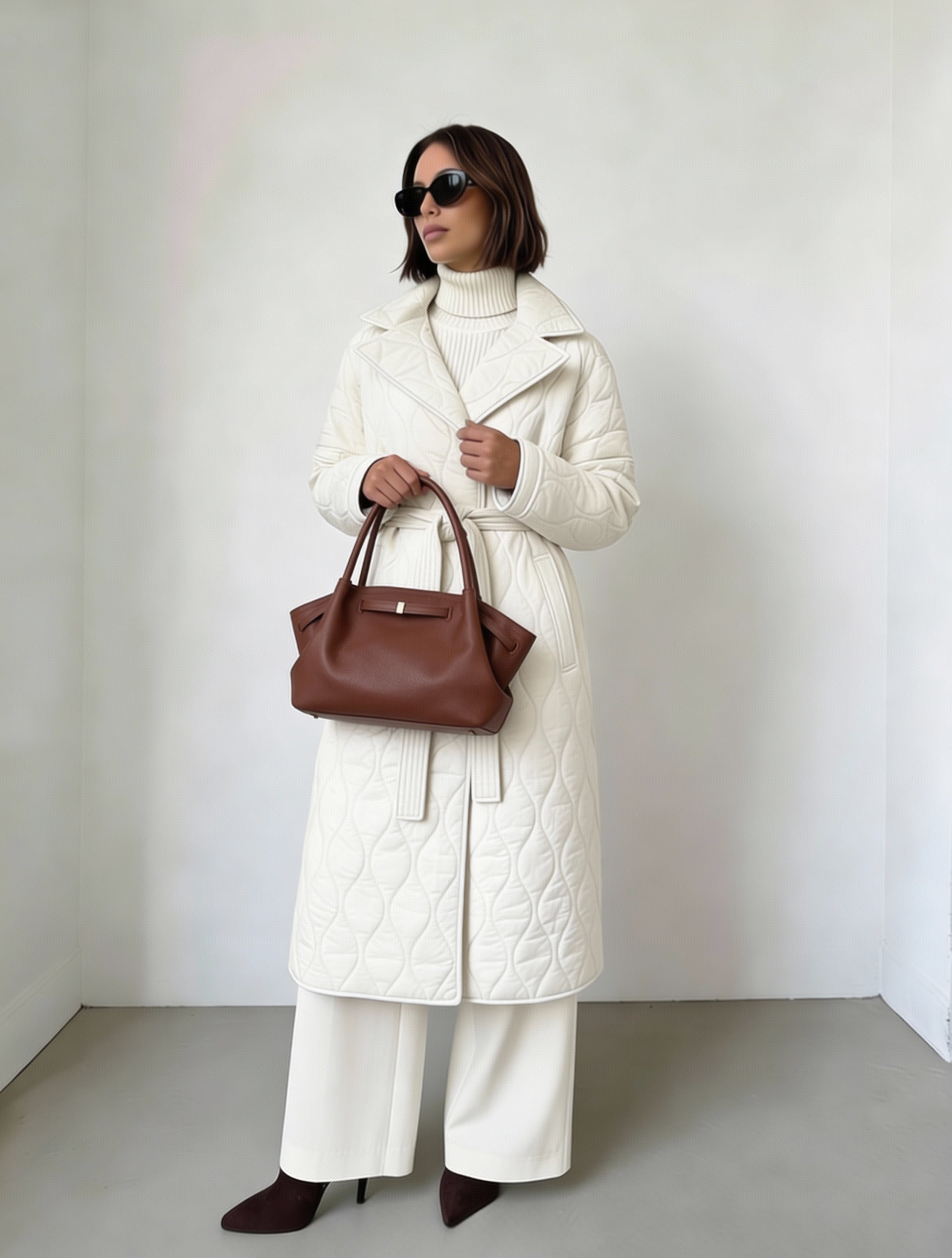 Quilted Belted Midi Coat