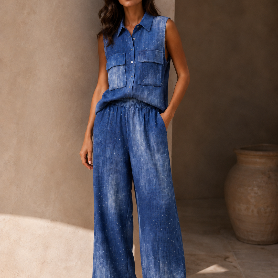 Demi - Denim Look Silver Speckle Co-Ord Set