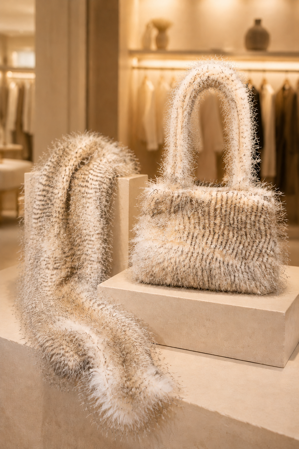 Ostrich Feather - Matching Set (Scarf & Bag)