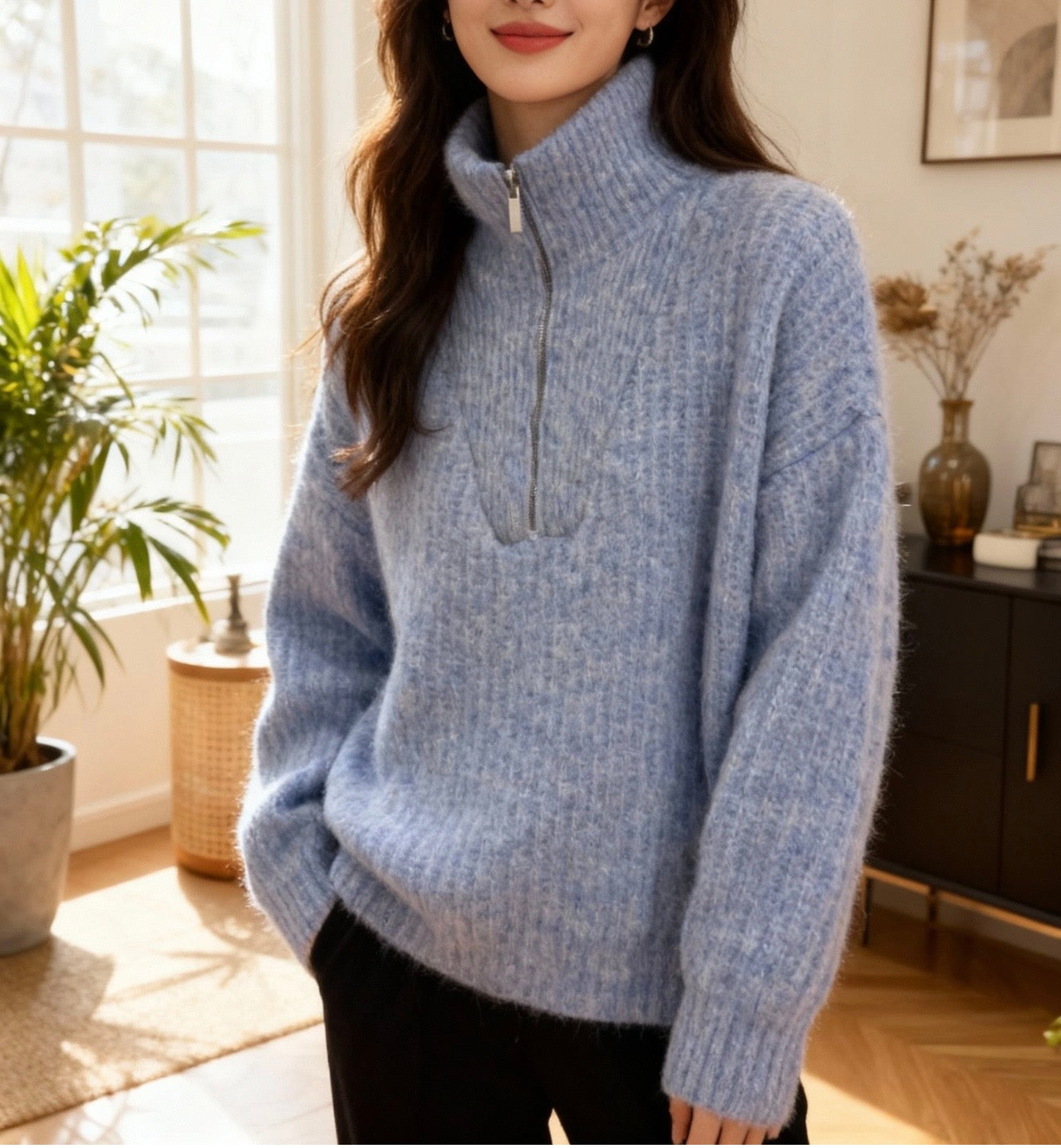 Soft Half-Zip Knit Jumper