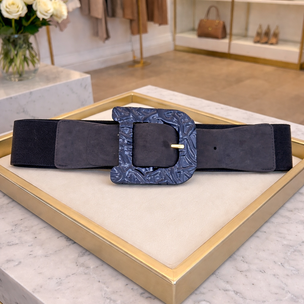 Halo- Navy Sculpt Buckle Belt