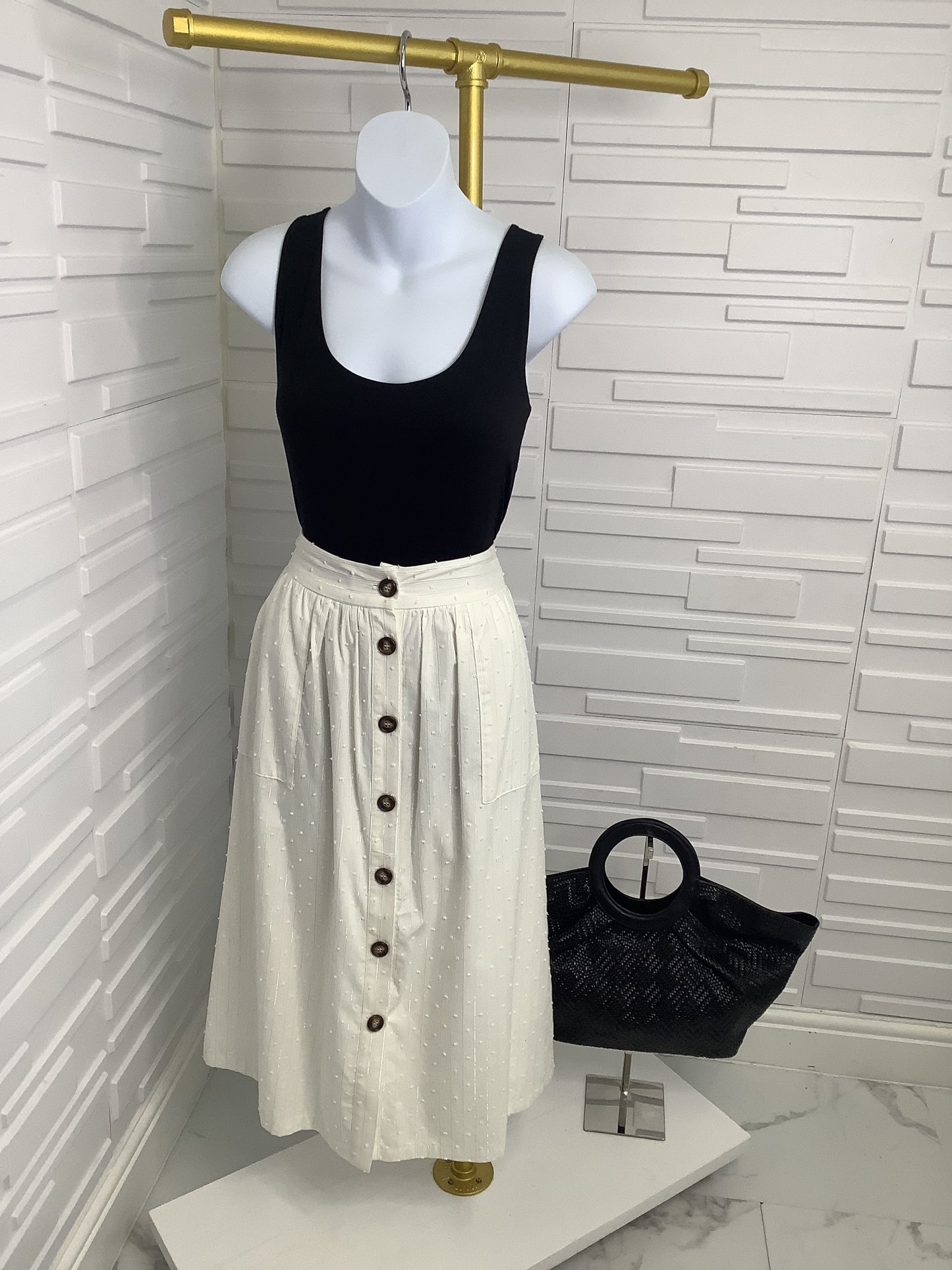 “Bo” Button Front Skirt