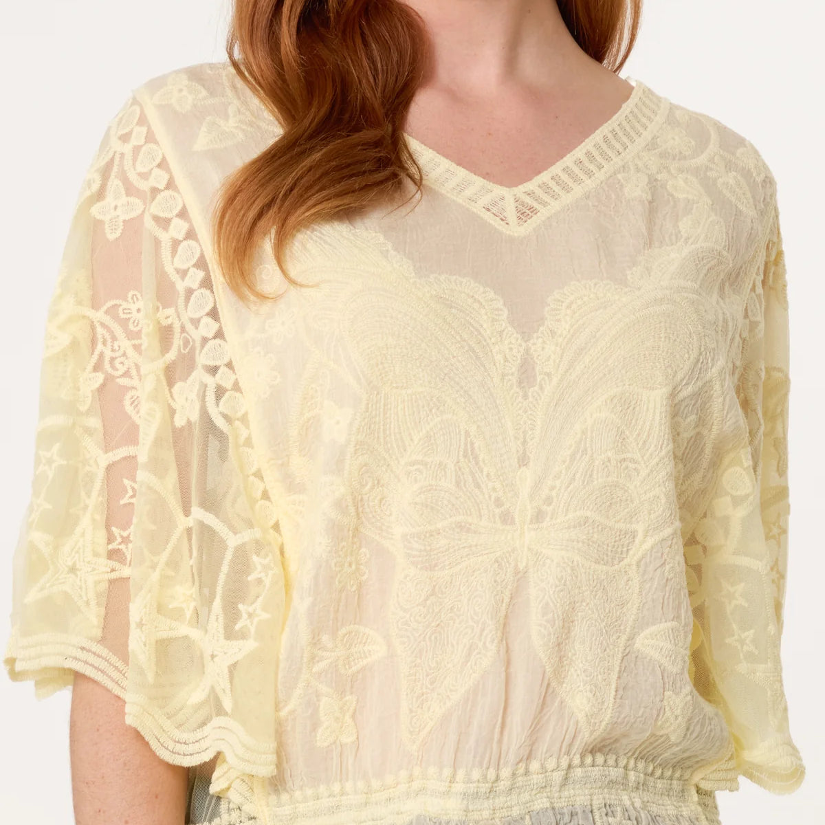Delicate Lace Butterfly Top