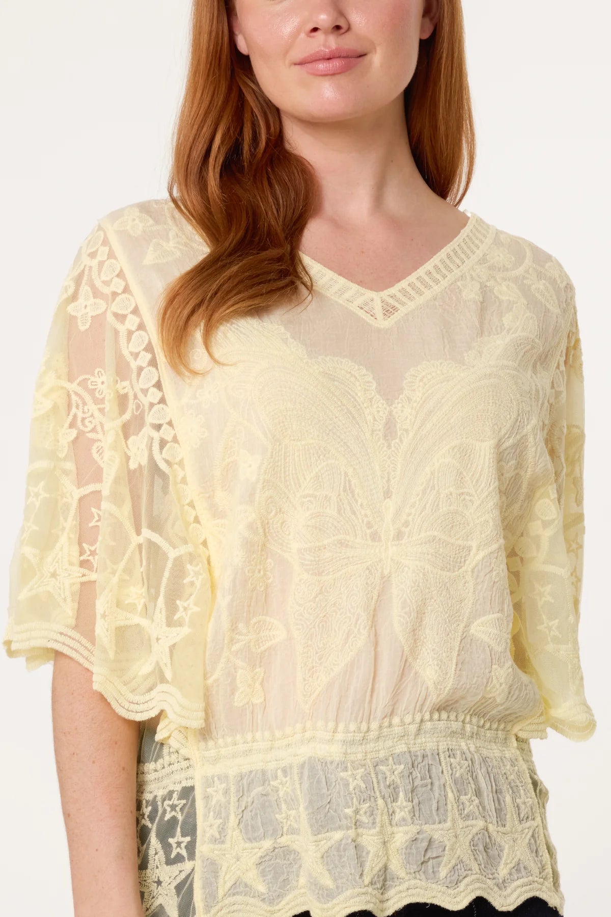 Delicate Lace Butterfly Top