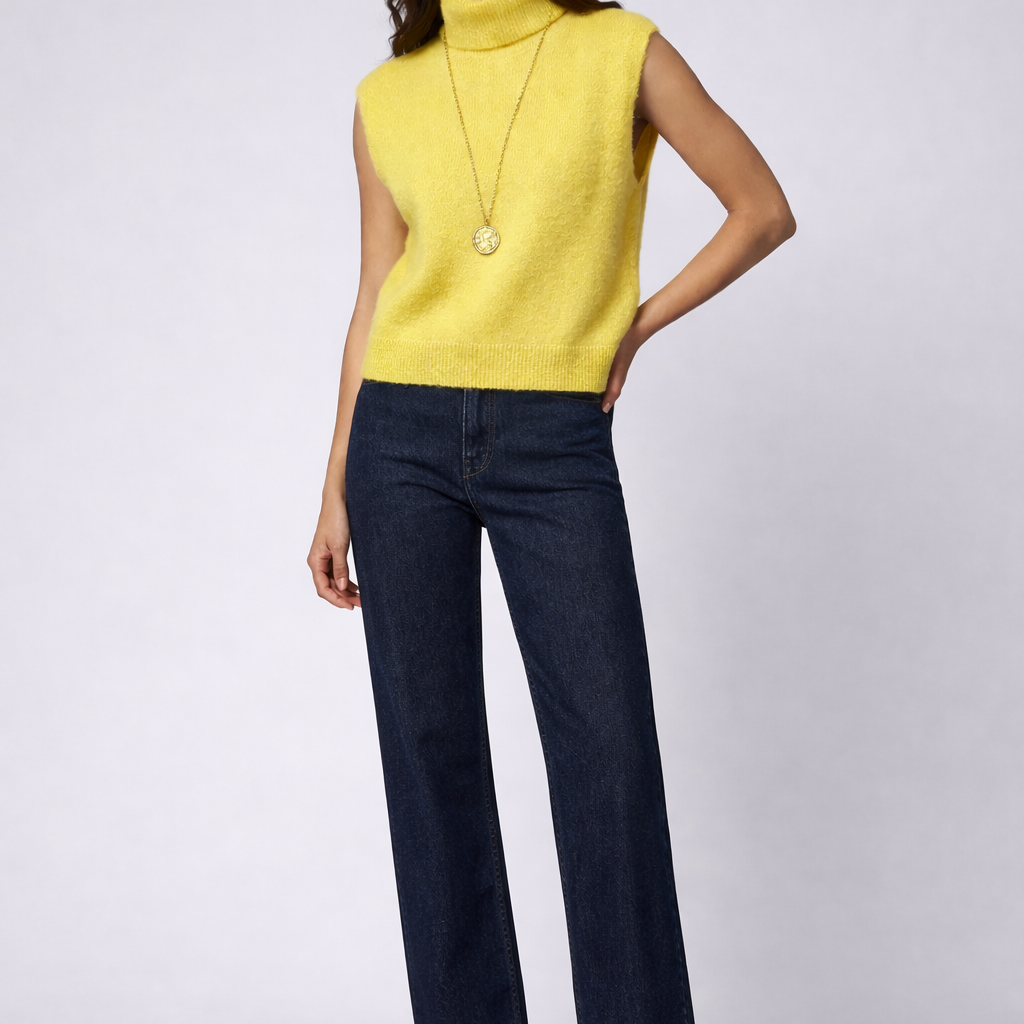 Julie - Wool Roll Neck Sleeveless Top