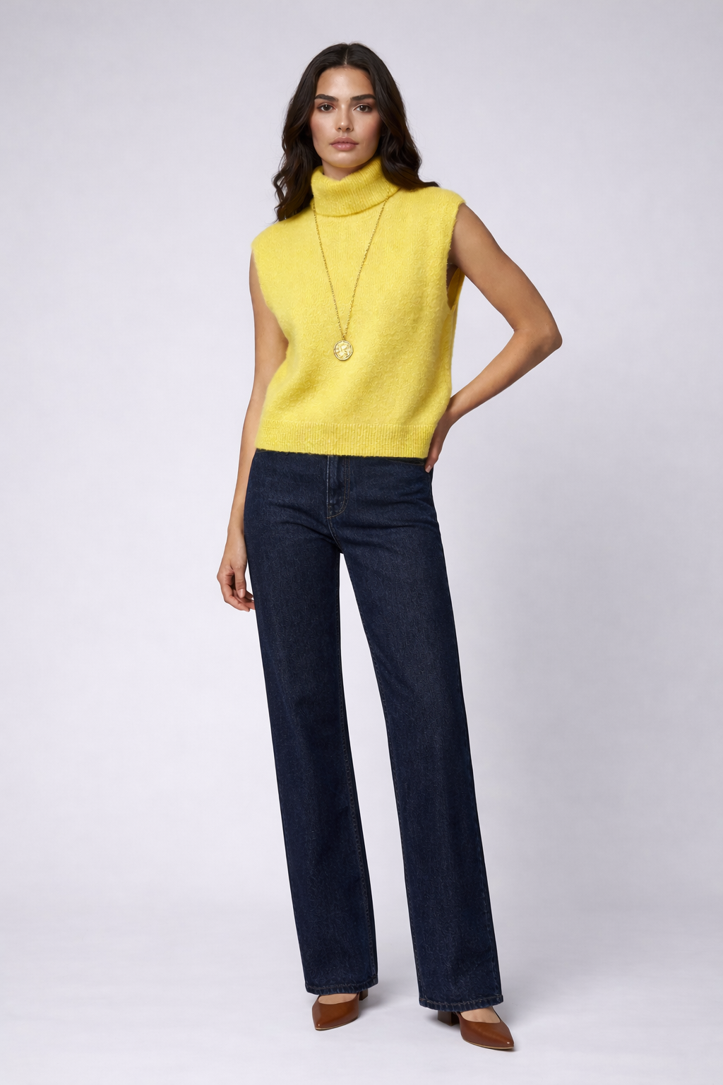 Julie - Wool Roll Neck Sleeveless Top