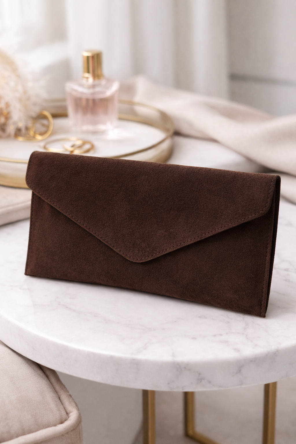 Emily - Suede Envelope Clutch Bag