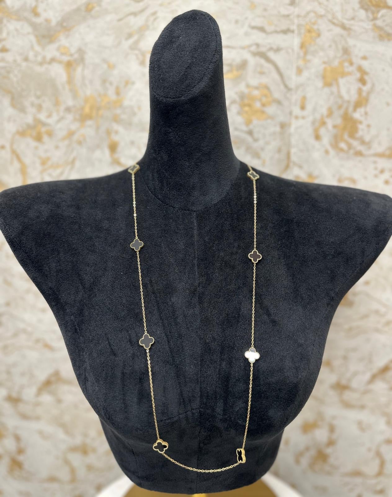 Long Gold/Black Clover Necklace