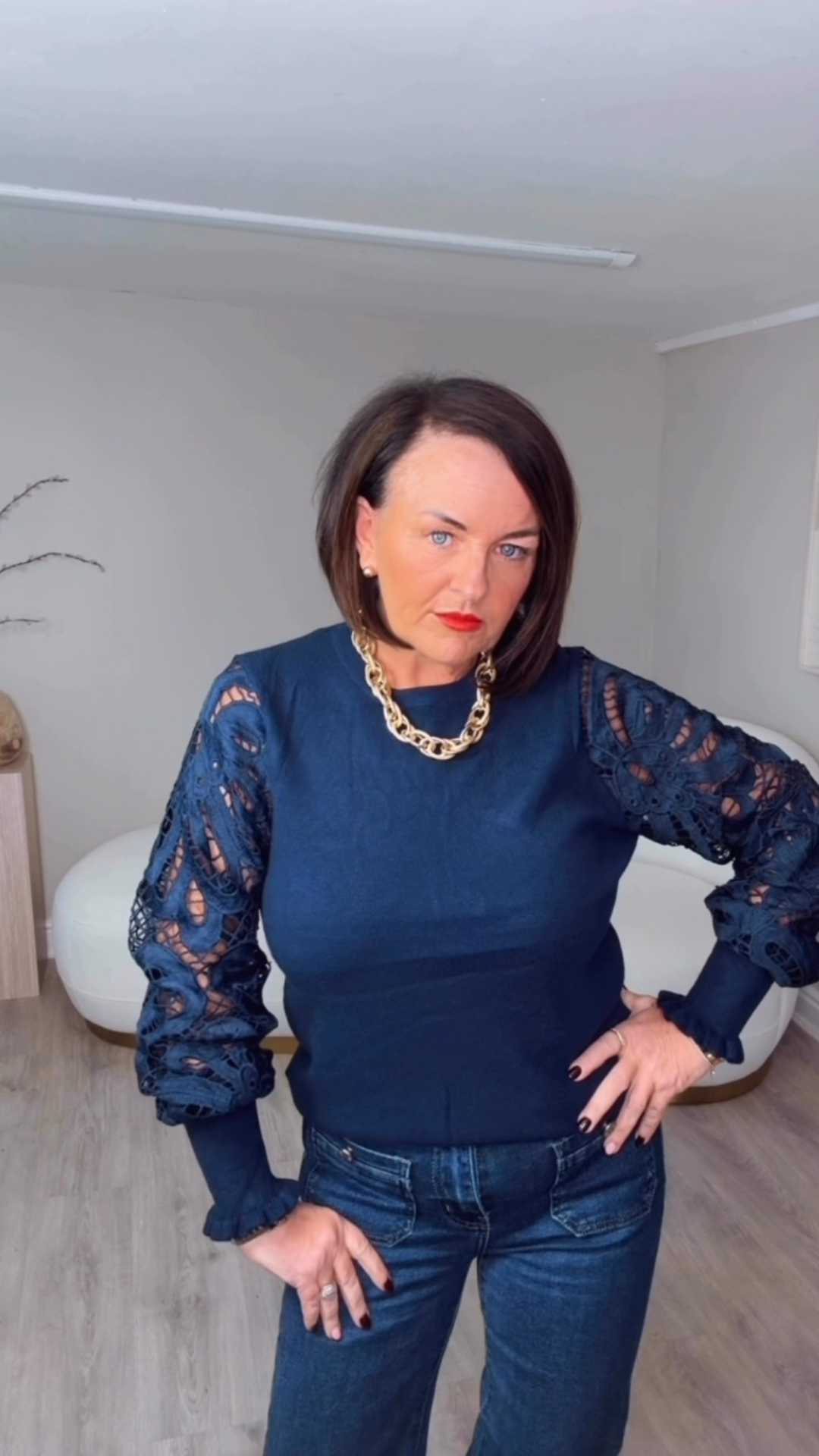 “Amanda” Crochet Sleeve Knit