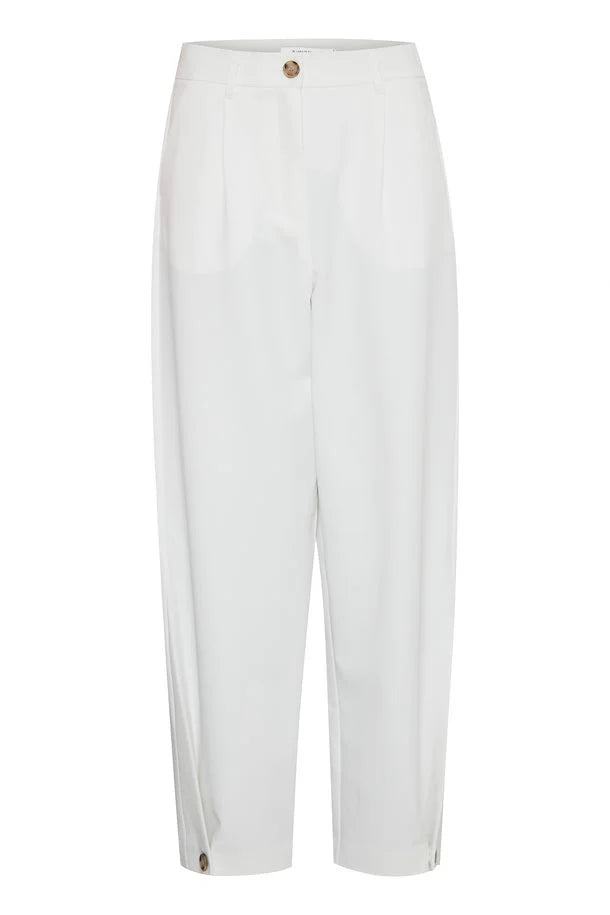 White Tailored Trousers with Ankle Detail by B.Young