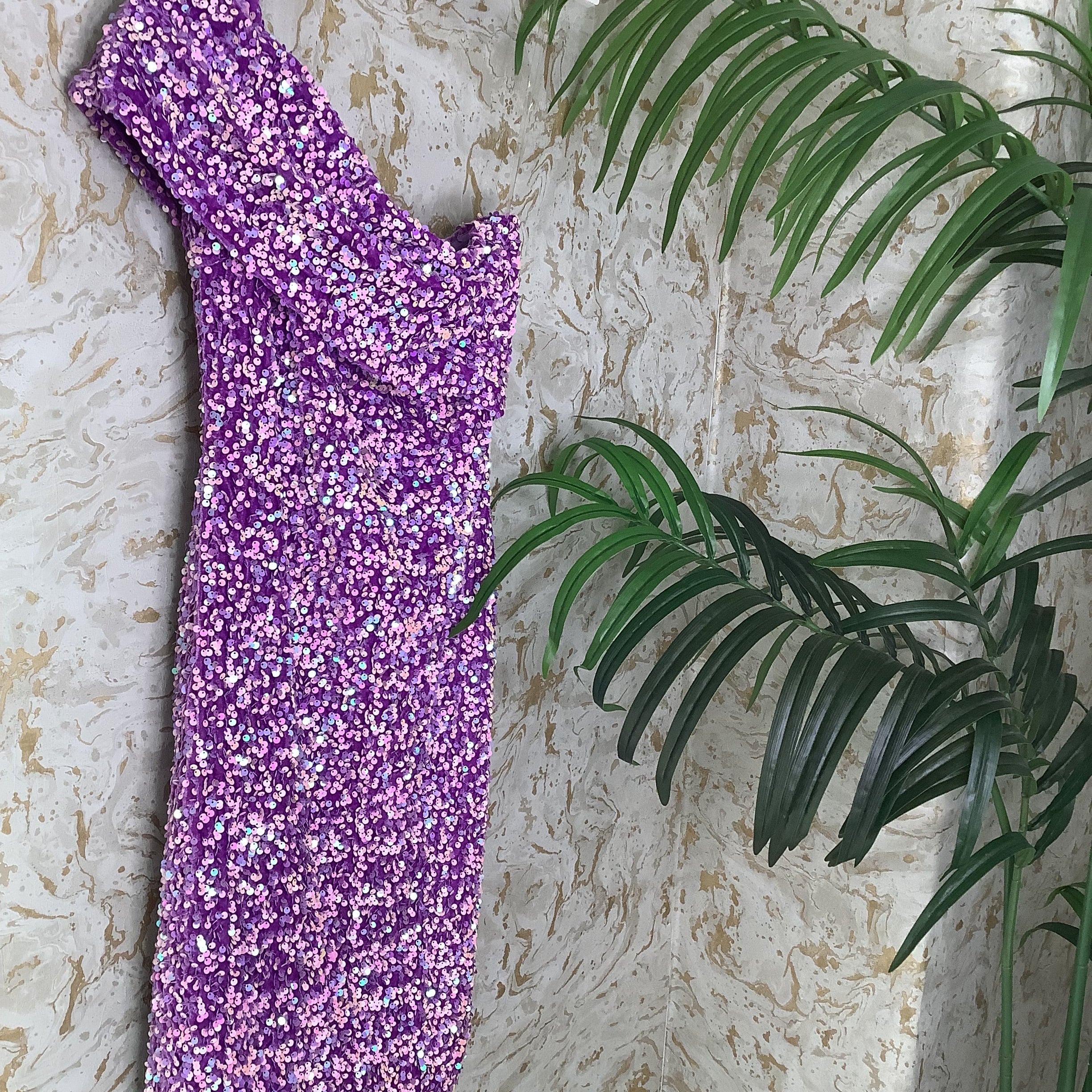 “ cally” One Shoulder Sequin Dress