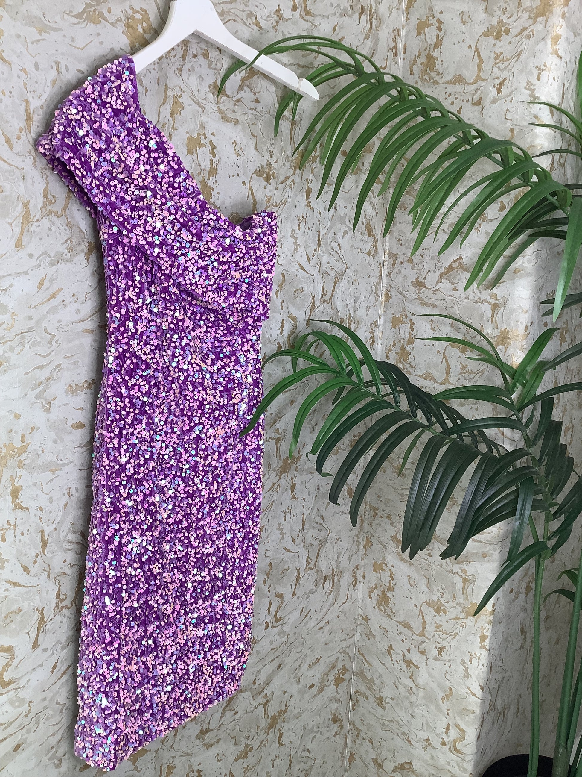 “ cally” One Shoulder Sequin Dress