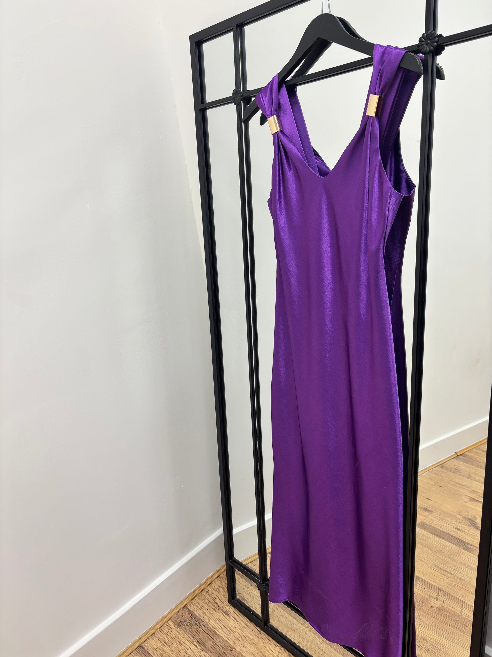 “Polly” Size 10 Purple Satin Slip Dress