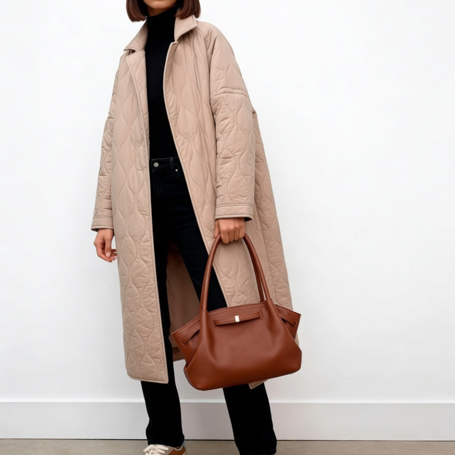 Quilted Belted Midi Coat