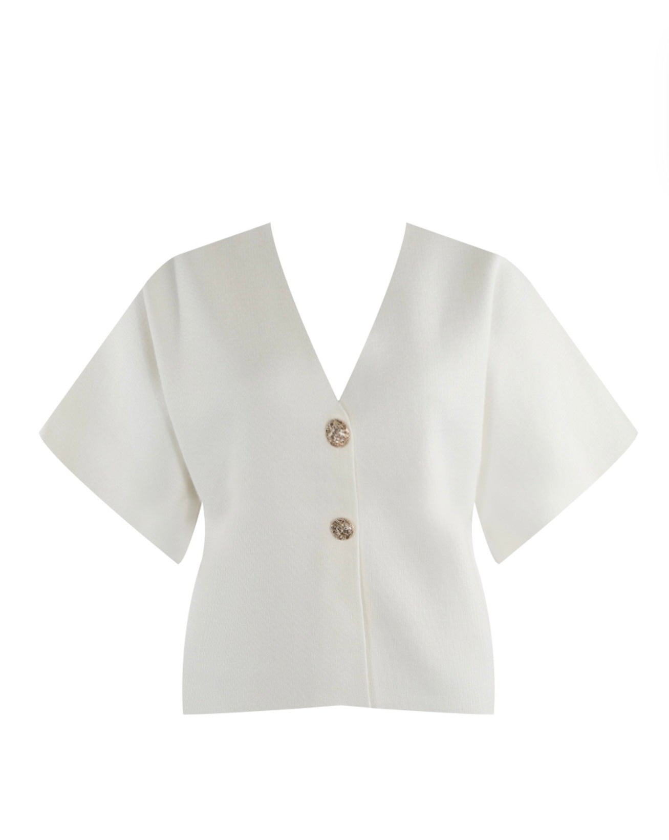 “Mel” Fine Kint Top with Gold Buttons