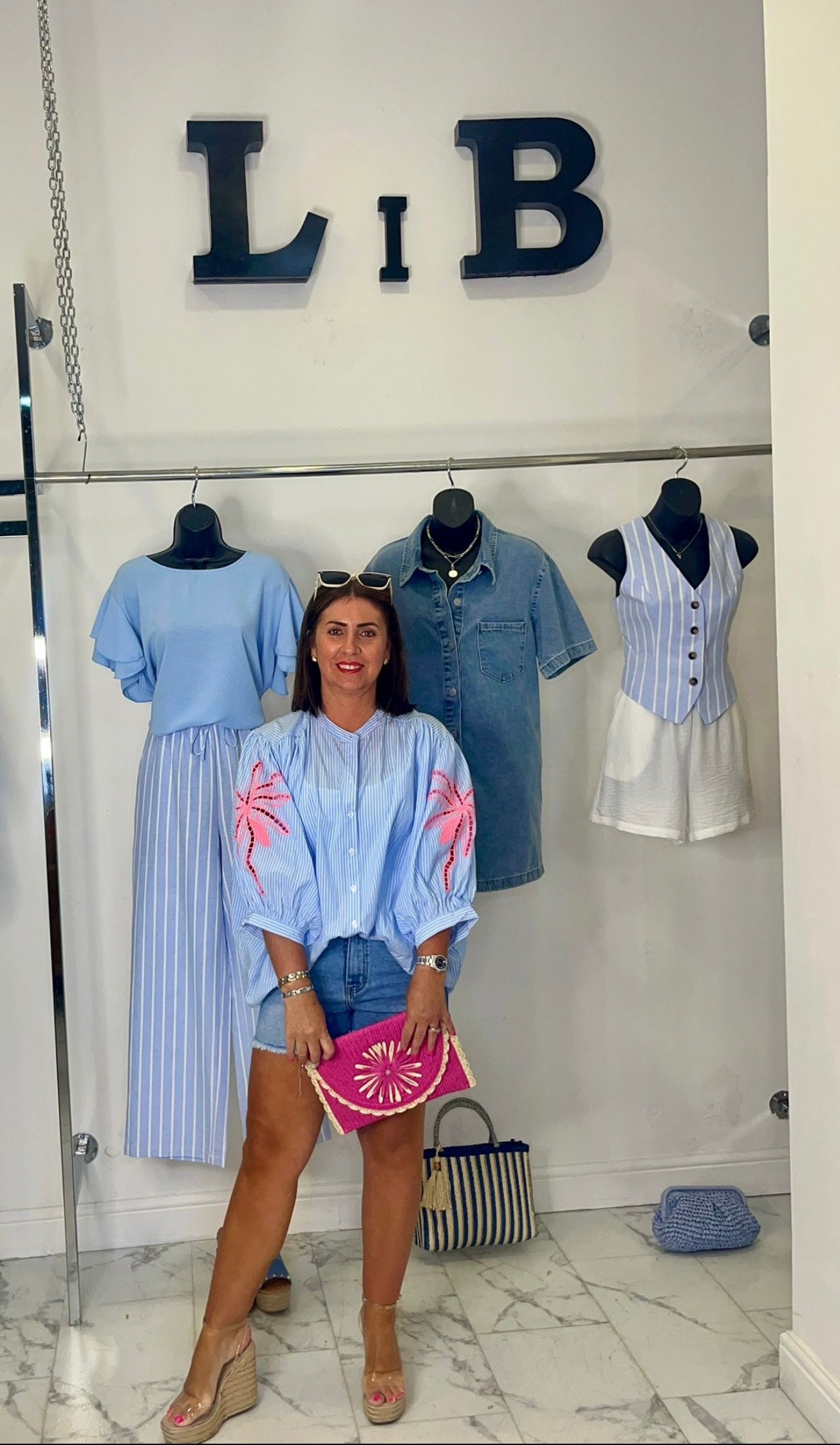 “Paulette” Gingham Shirt with Pam Tree Detail