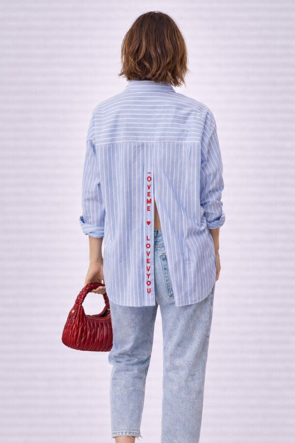 Blue Stripe Relaxed Fit Open Back Shirt