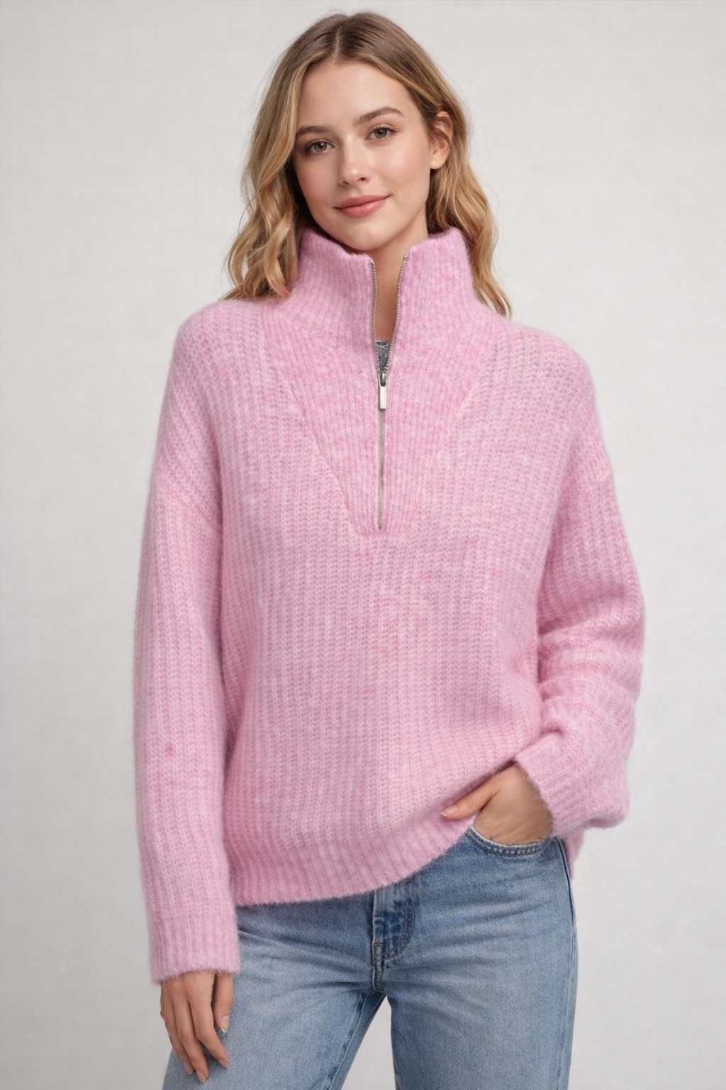 Soft Half-Zip Knit Jumper