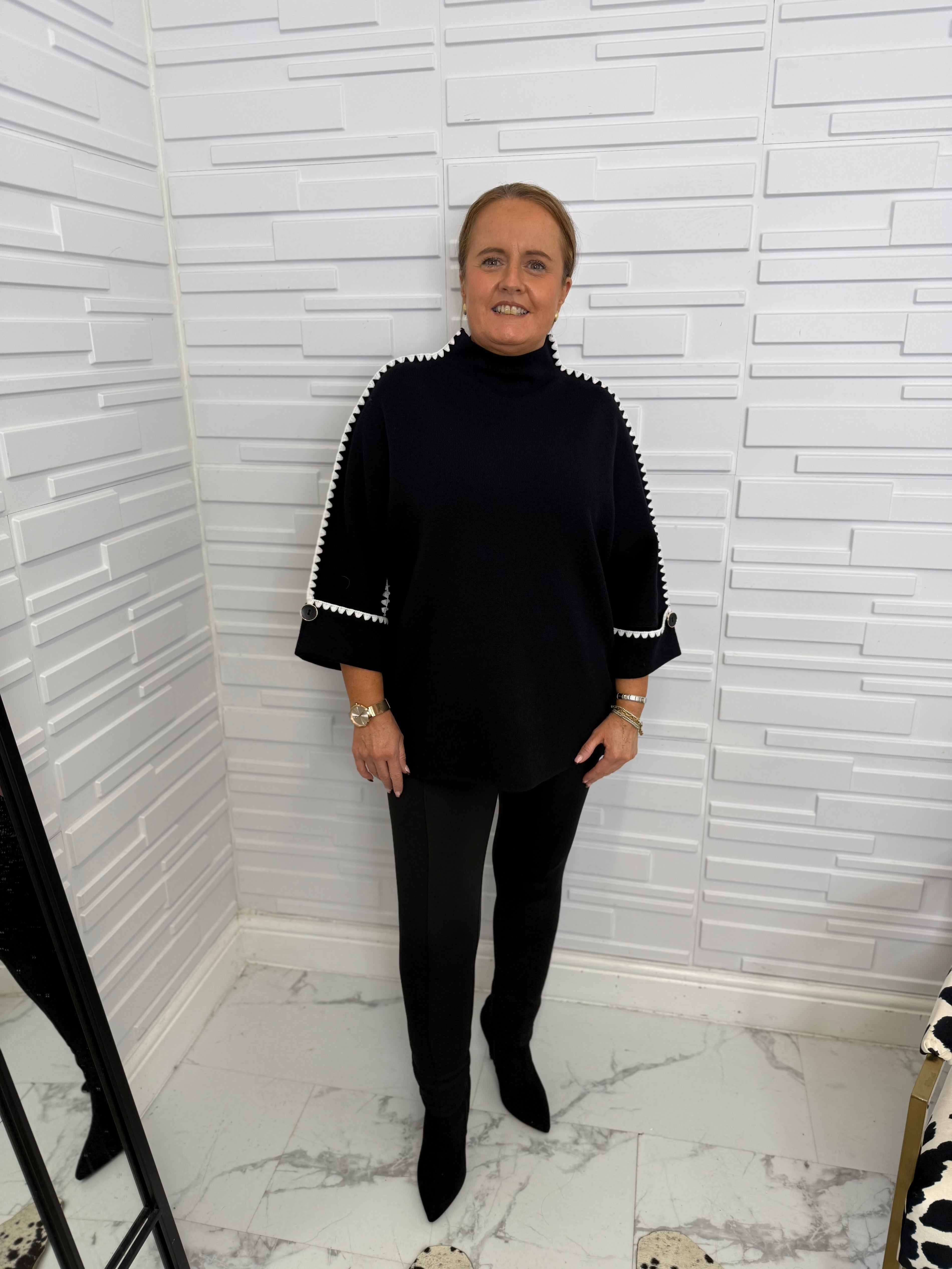 “Maddie” Soft Turtleneck Knit with Trim
