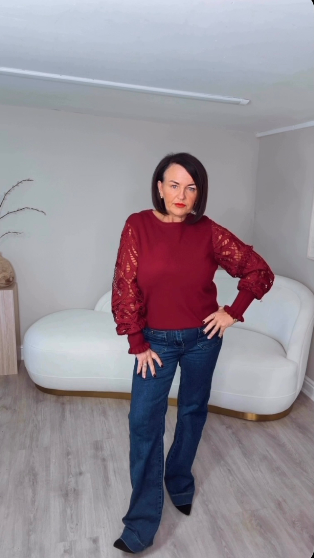 “Amanda” Crochet Sleeve Knit