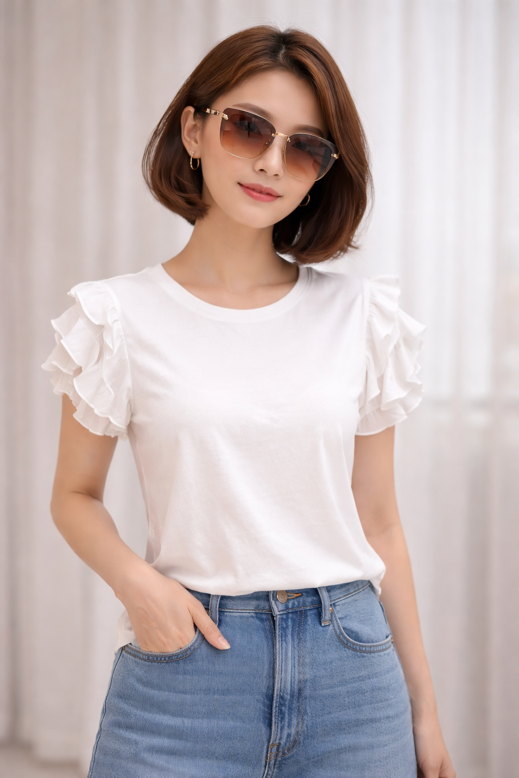 Rose - Frill Sleeve Tee