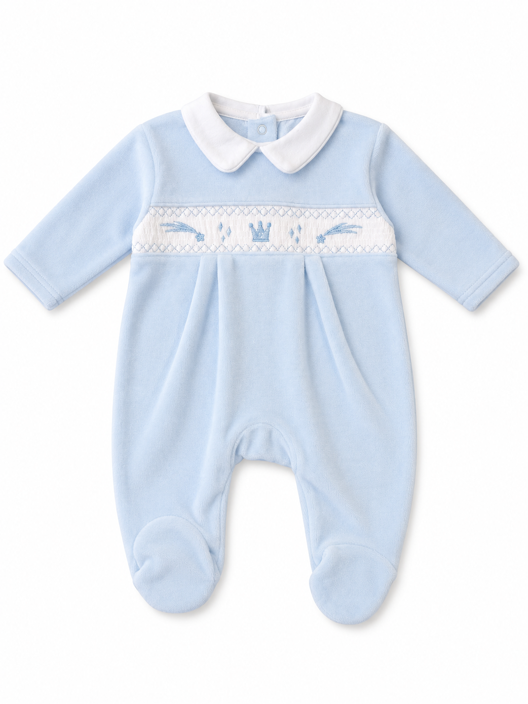 Blue Velour Sleepsuit