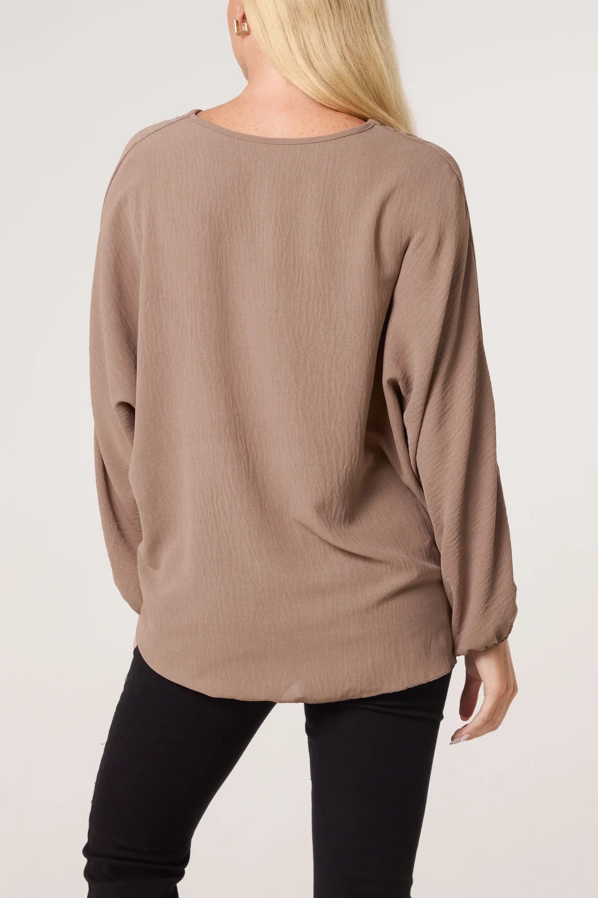 Tie-Front V-Neck Blouse