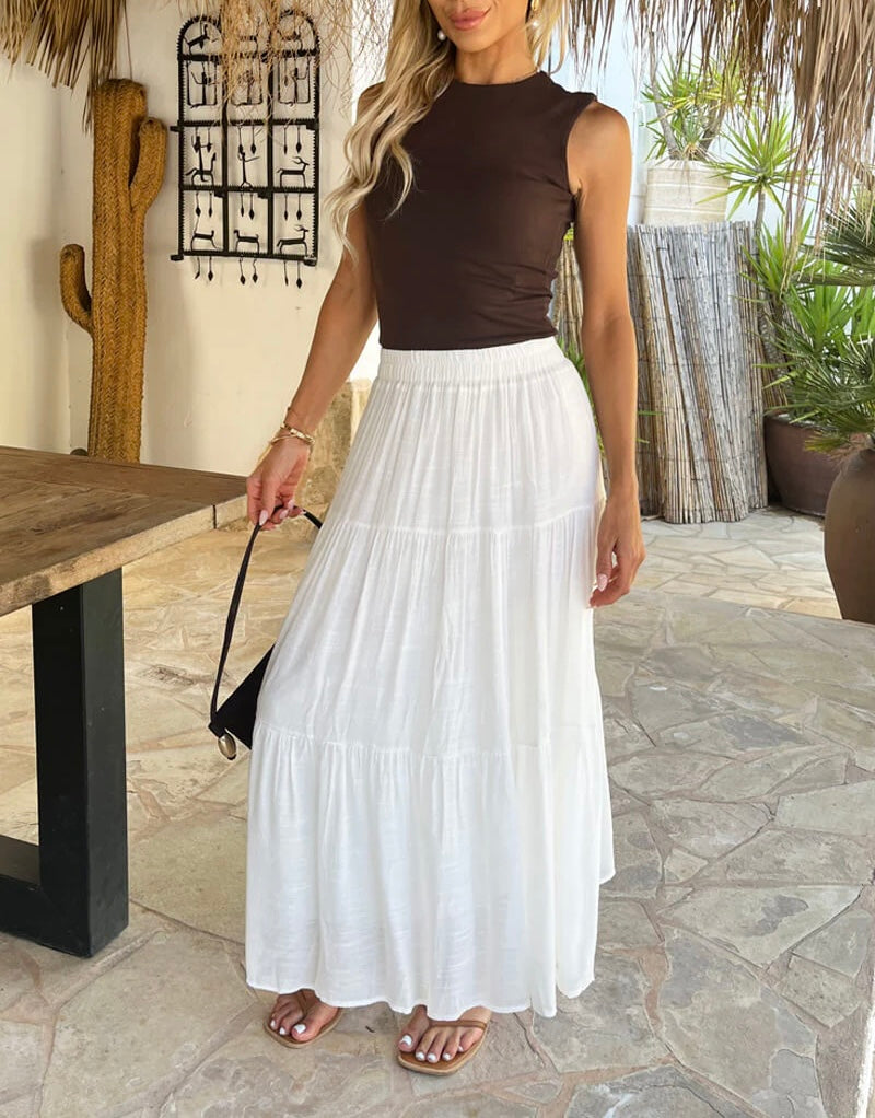White Tiered Boho Skirt