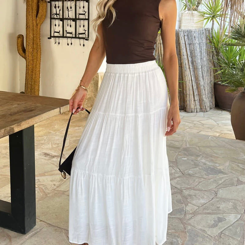 White Tiered Boho Skirt