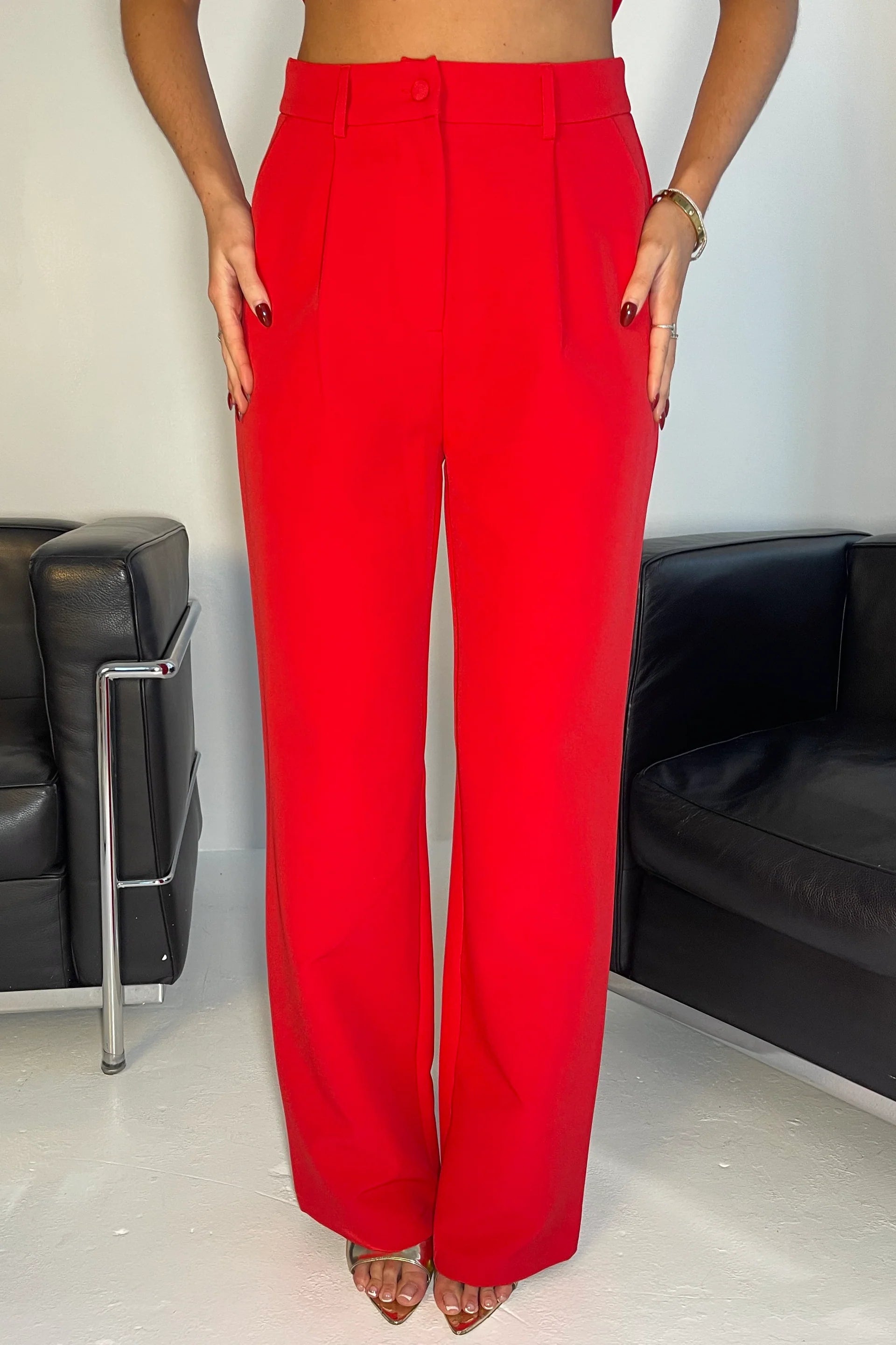 Red Tailored Trousers