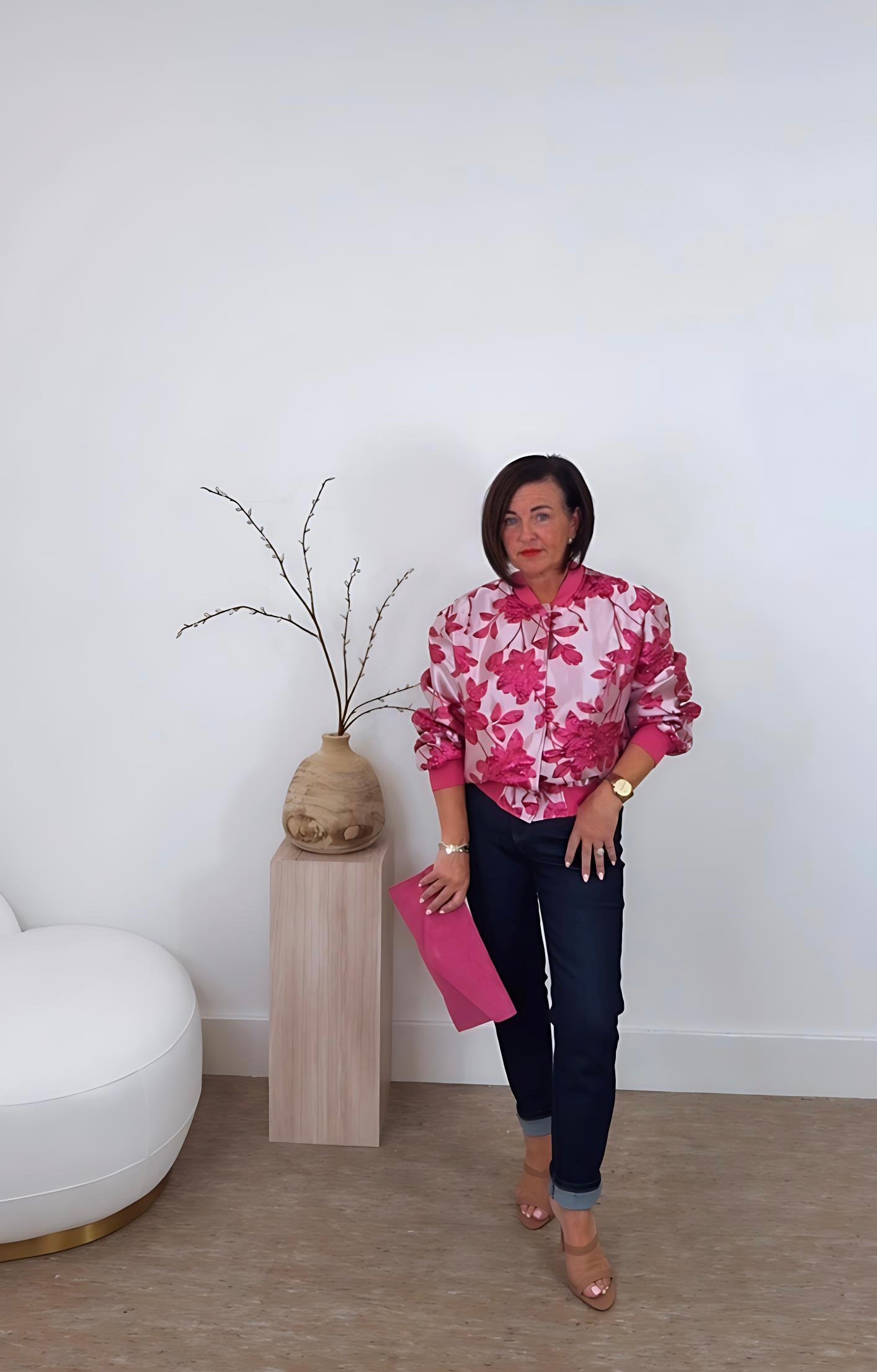 “Lottie” Embossed Floral Bomber