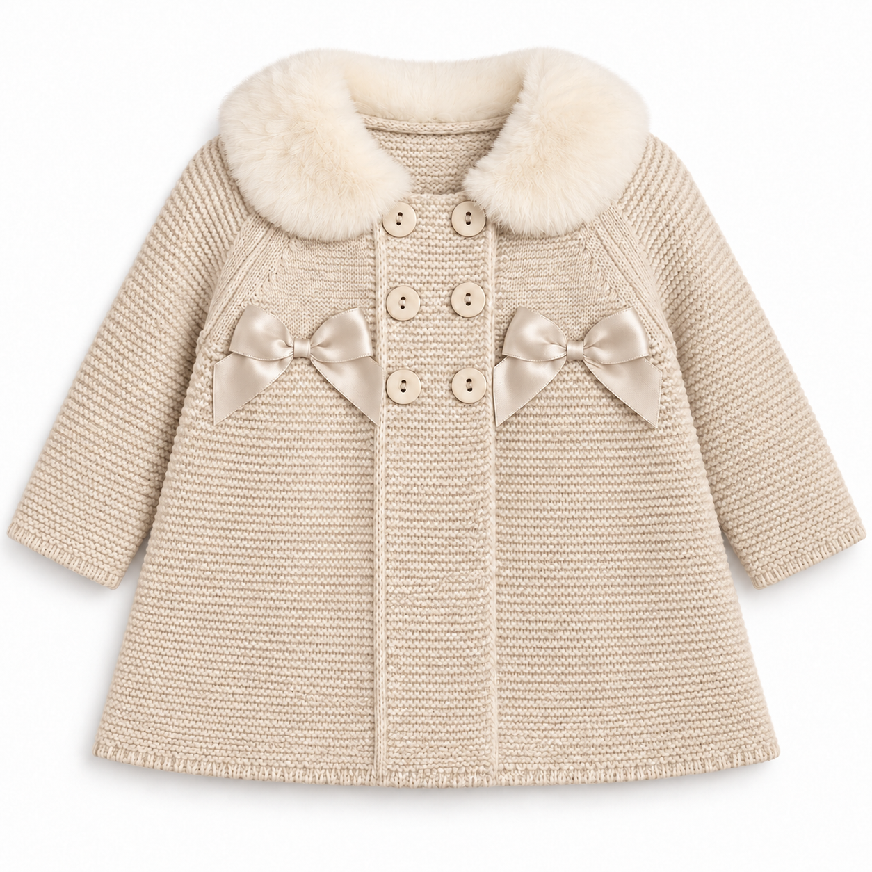 Biscuit Knitted Coat & Hat Set