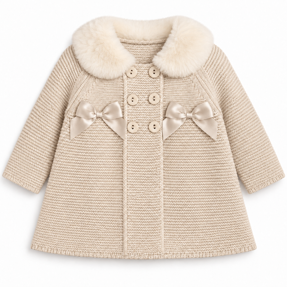 Biscuit Knitted Coat & Hat Set