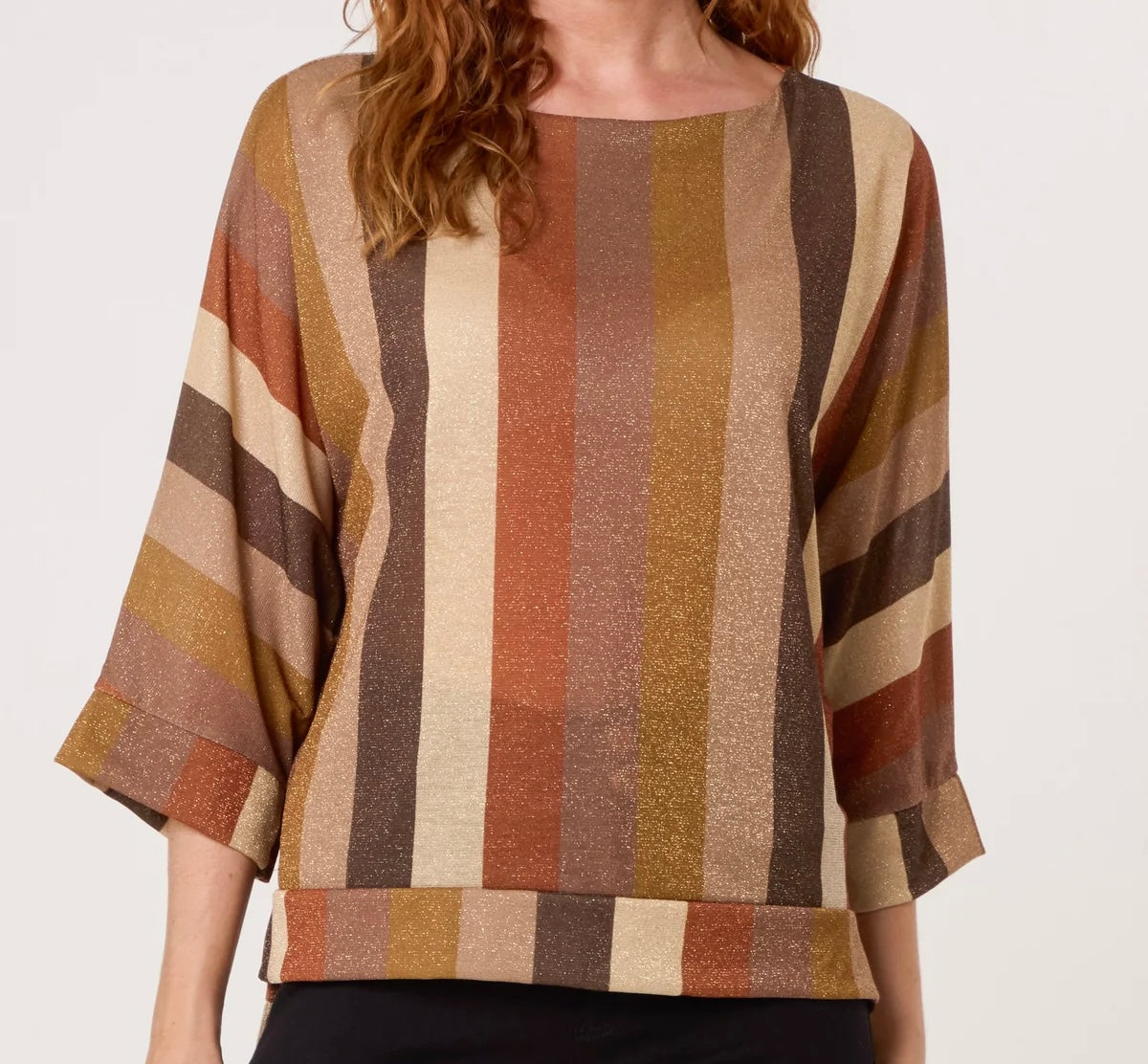 Metallic Fine Knit Stripe Top