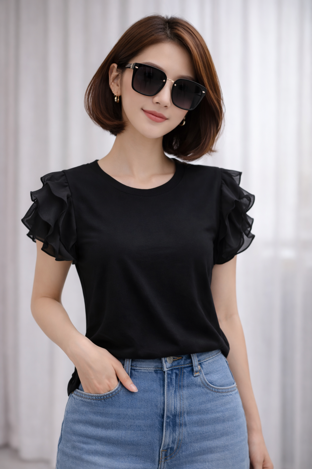 Rose - Frill Sleeve Tee