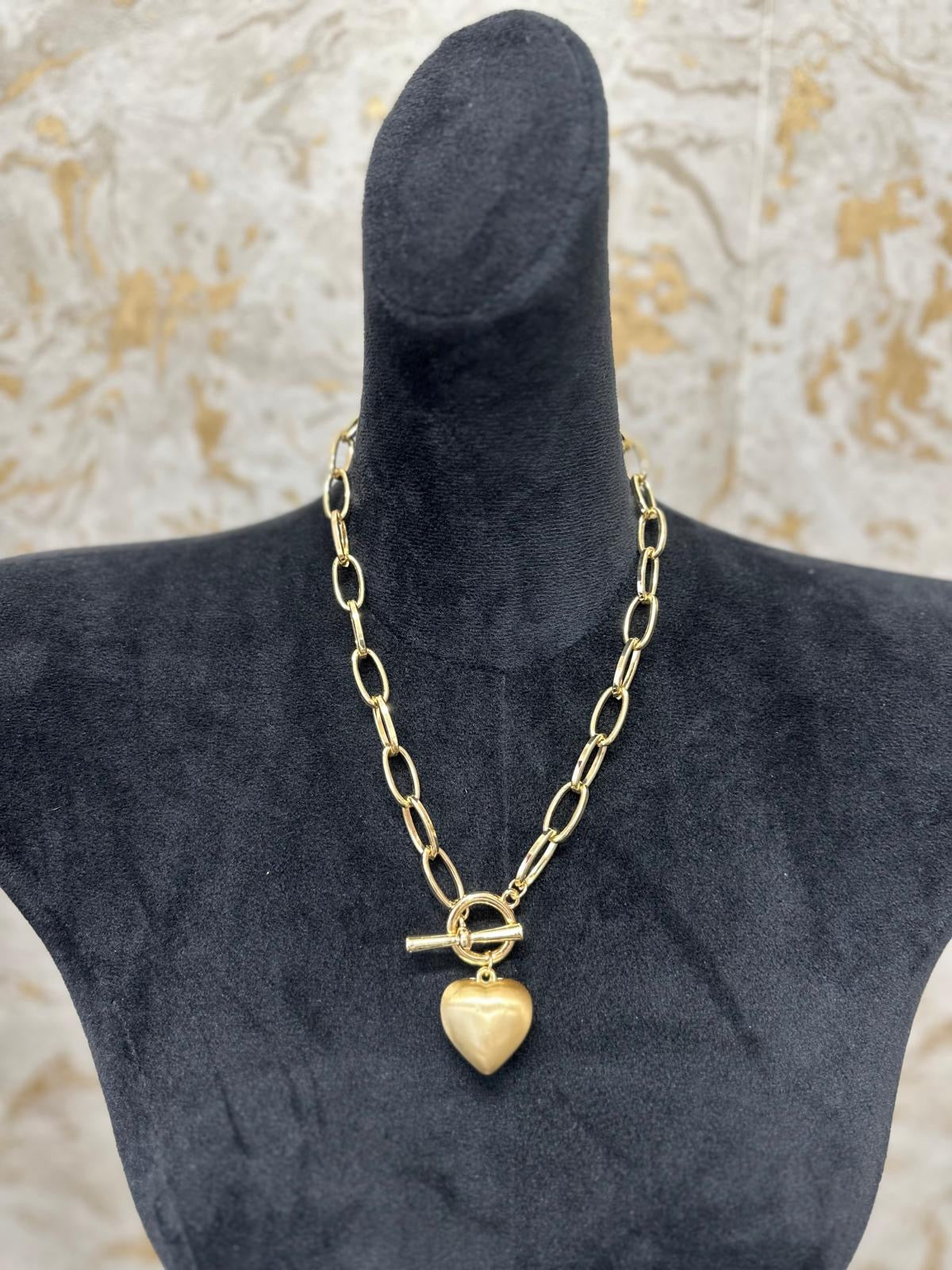 Gold Chunky Heart Necklace