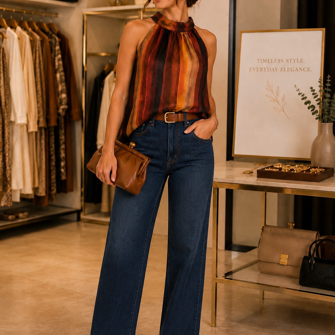 Amara - Stripe Halter Top