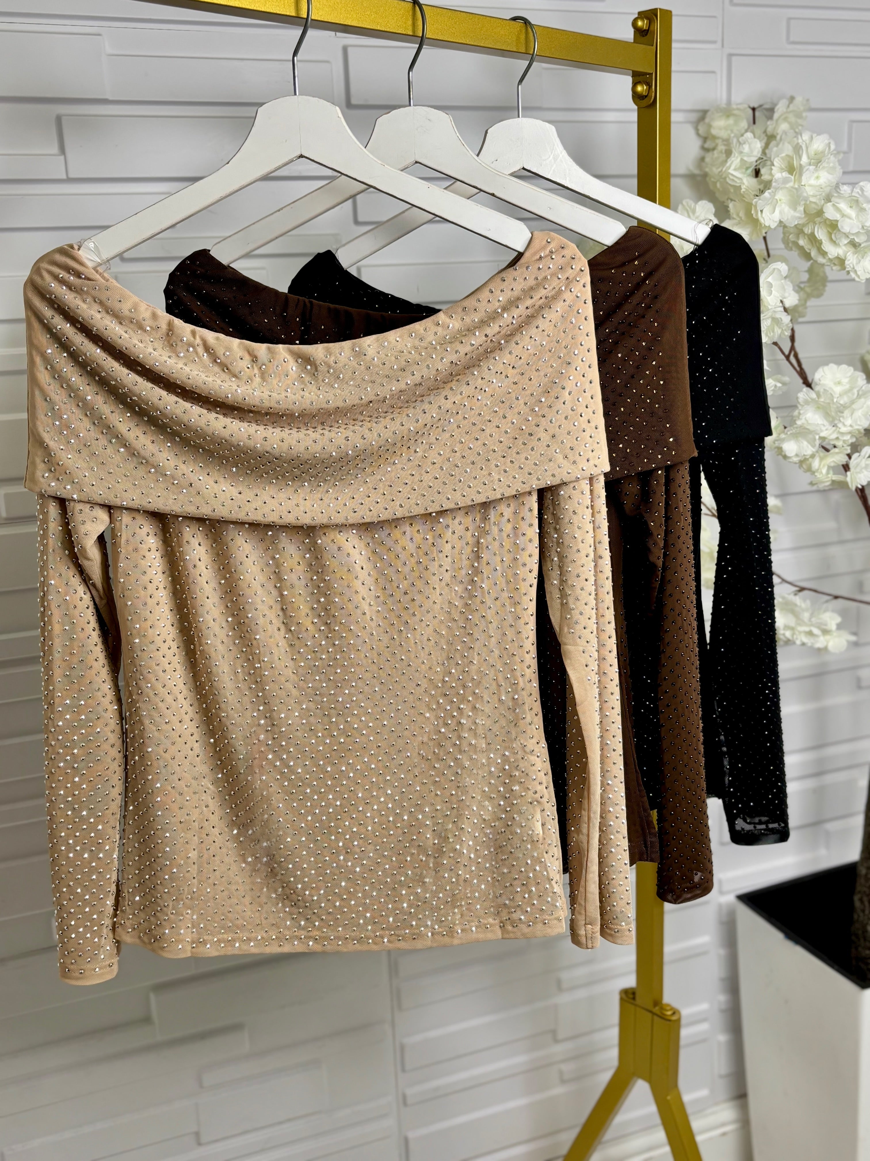 “Tilly” Bardot Sparkle Top
