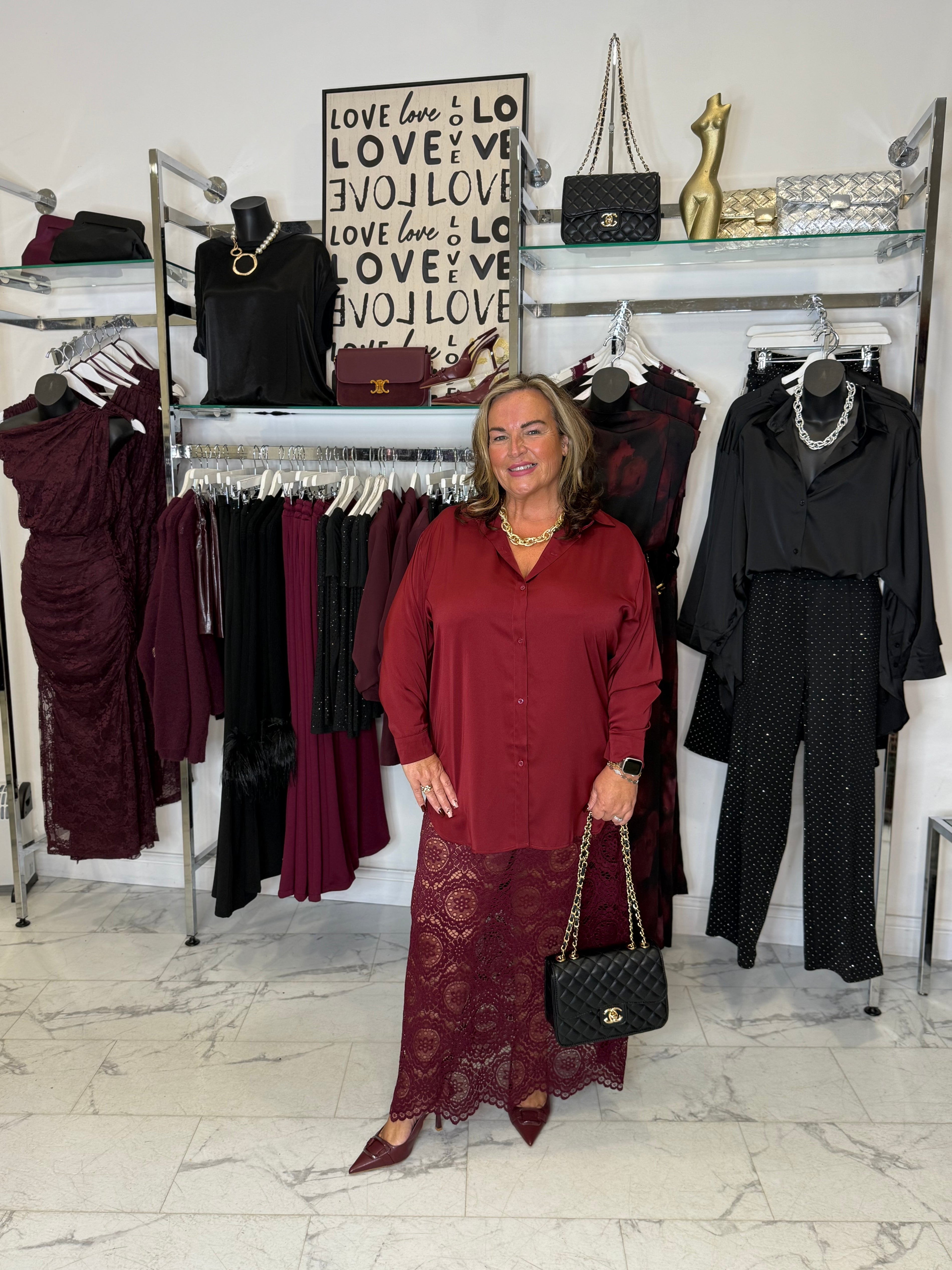 LYC “Katie” Satin & Lace Skirt