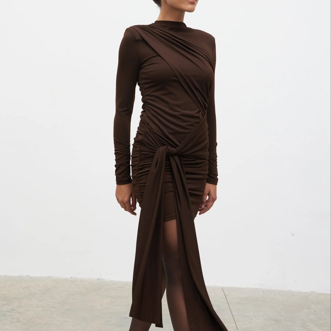 (C) “ Raya” Drape Jersey Mini Dress