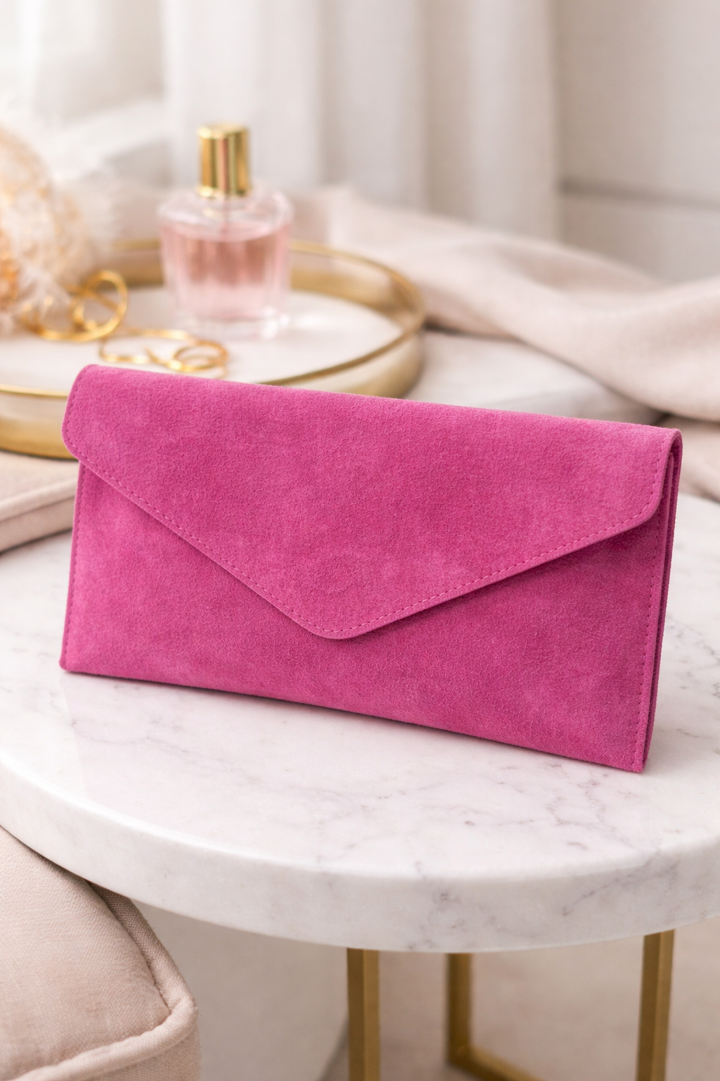 Emily - Suede Envelope Clutch Bag