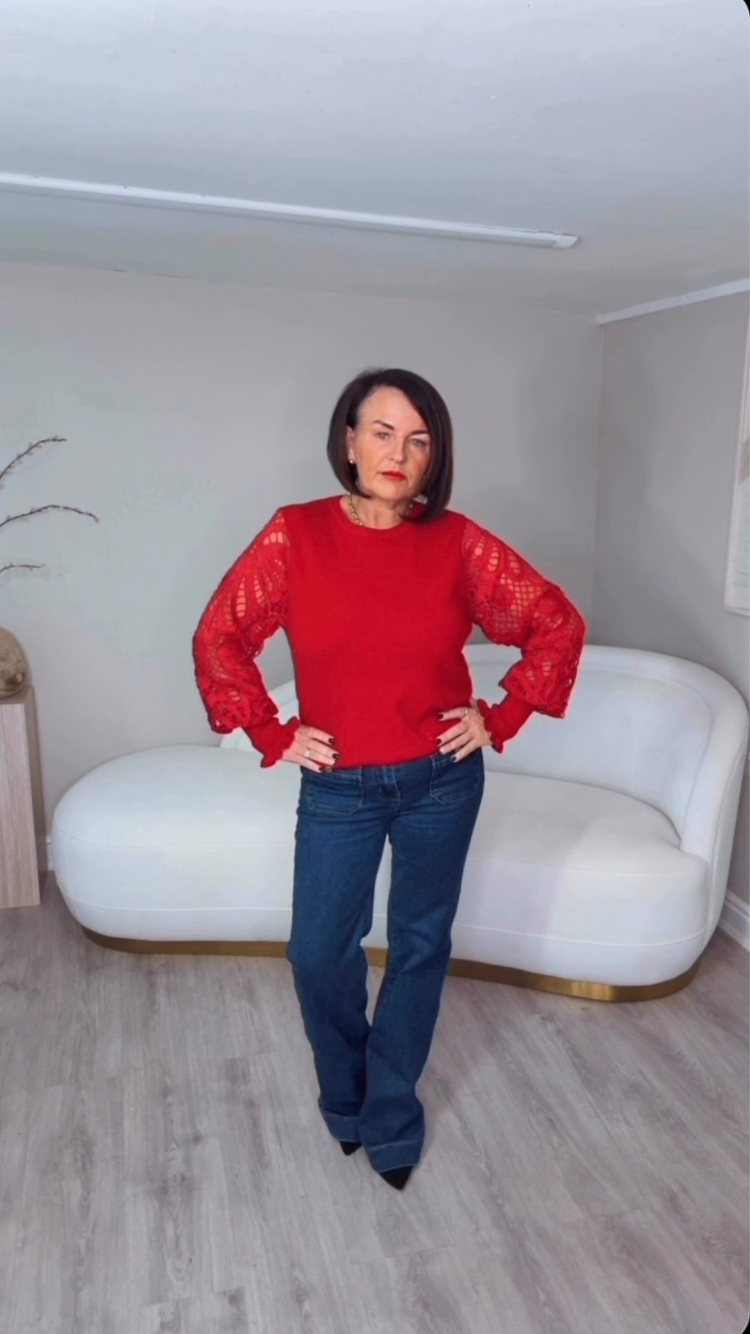 “Amanda” Crochet Sleeve Knit