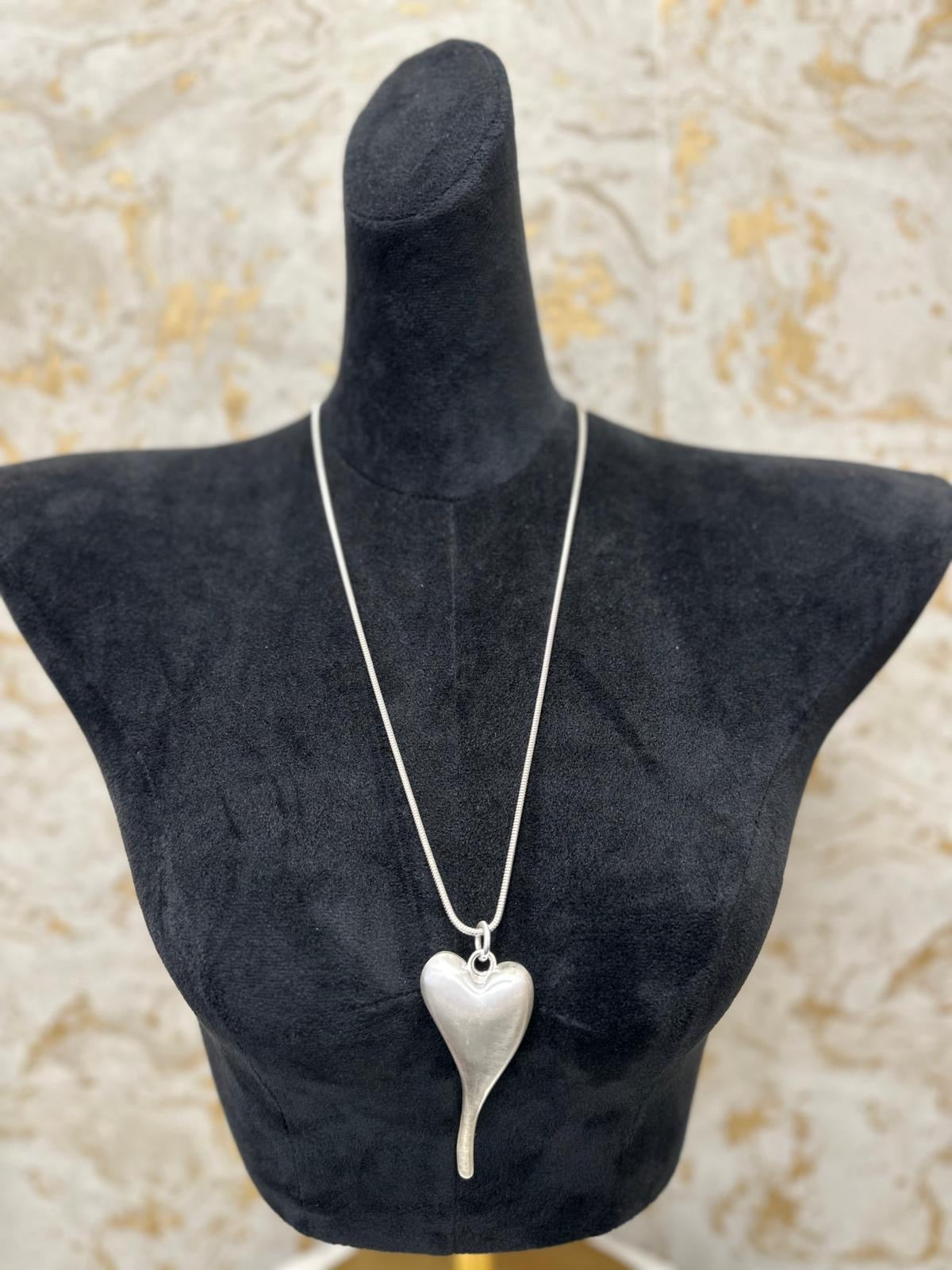 Long Necklace with Statement Heart