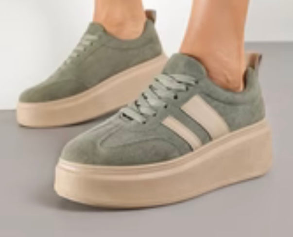“Tia” Khaki Platform Trainer