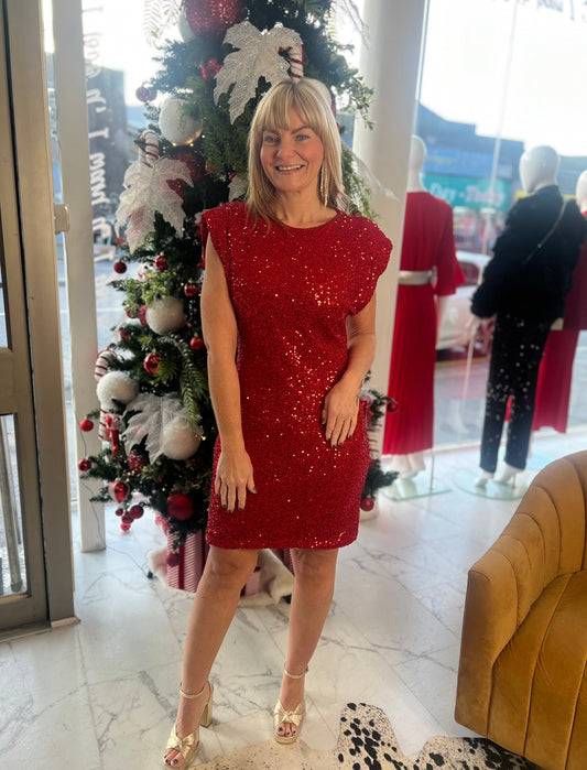 “Verity” Red Sequin Dress