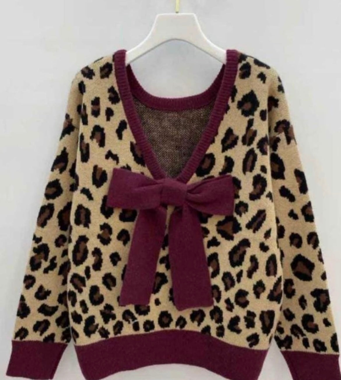 “Bella” Leopard Bow Knit