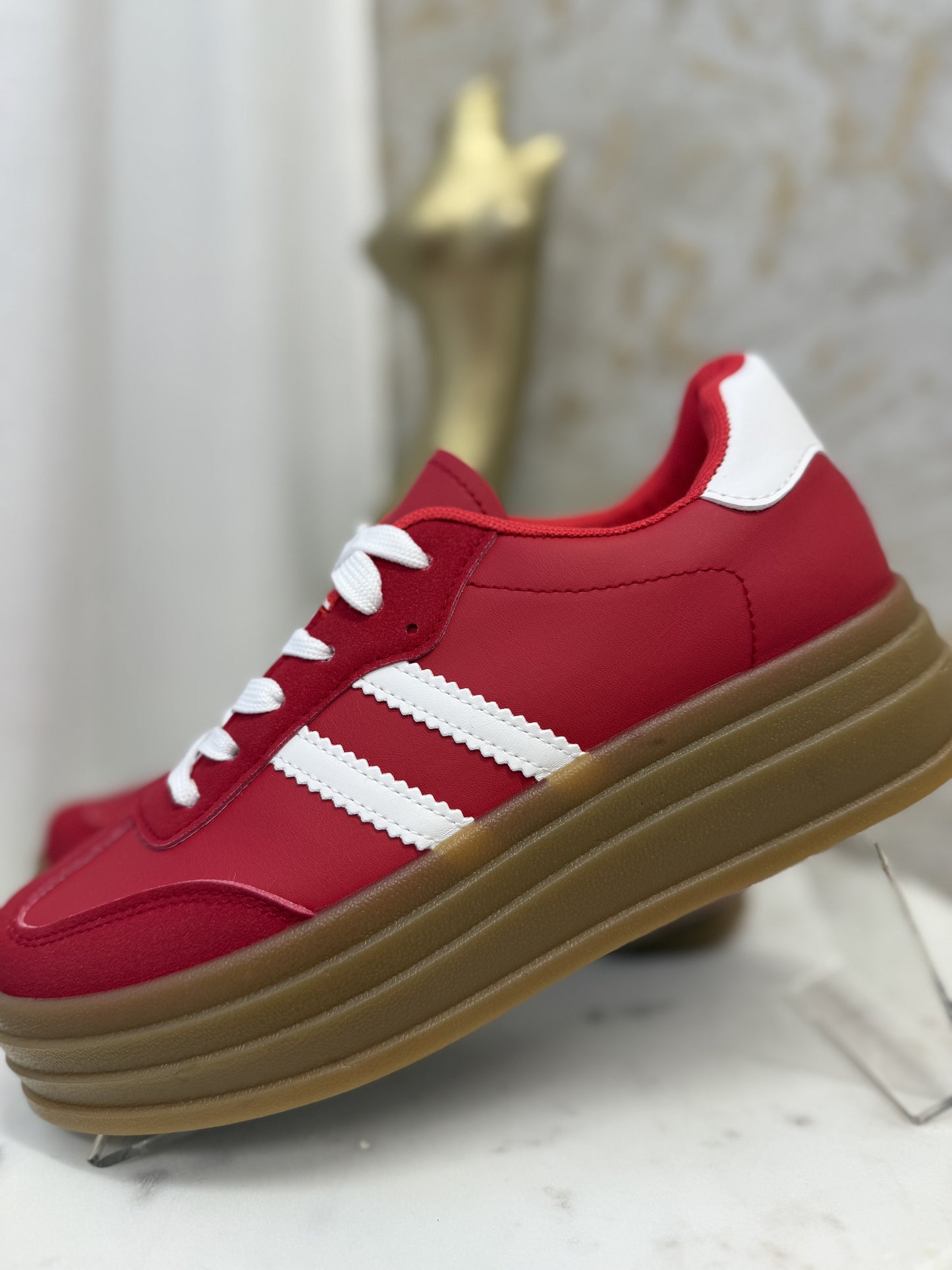 “Rosie” Red Platform Trainers