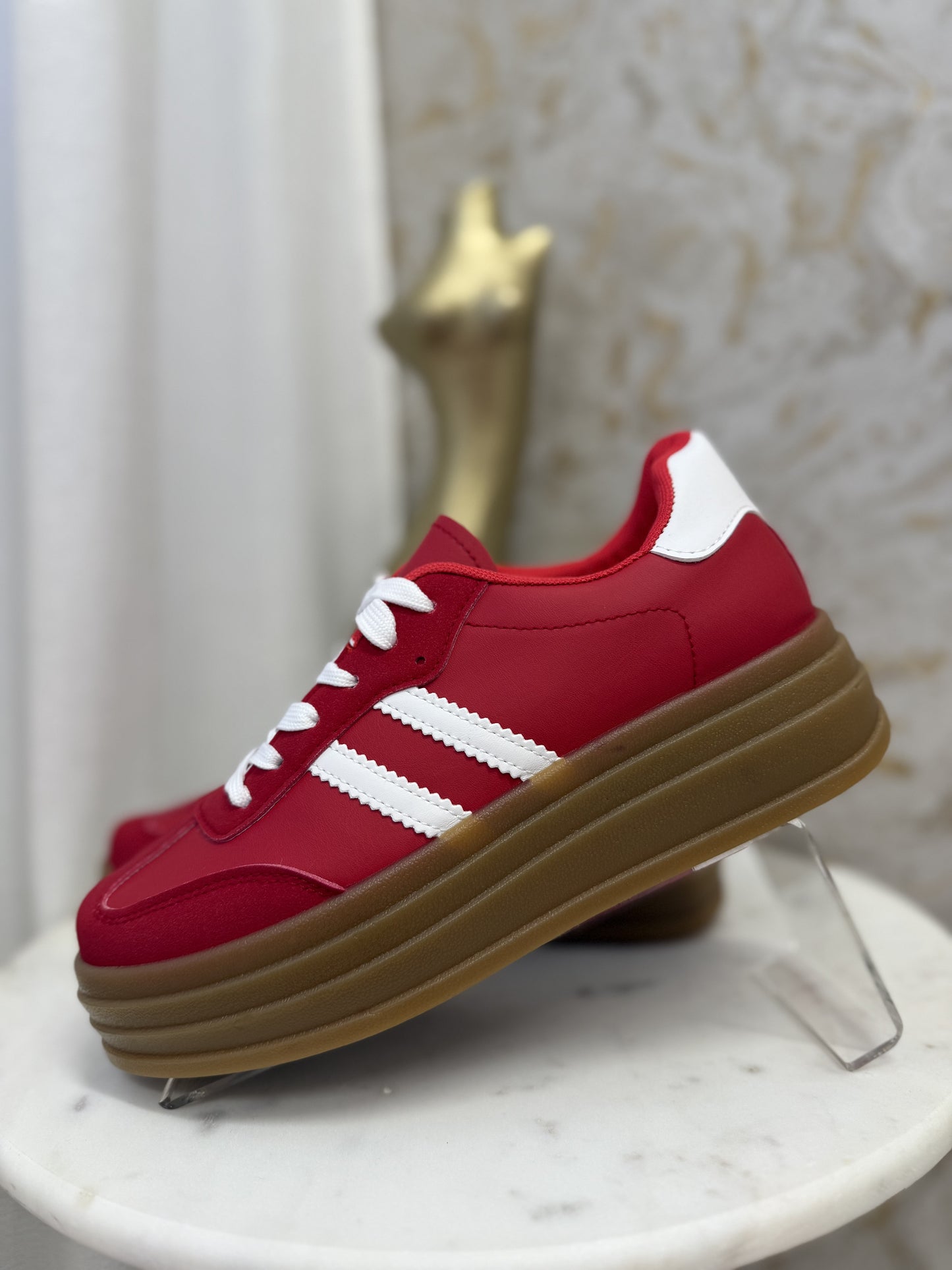 “Rosie” Red Platform Trainers